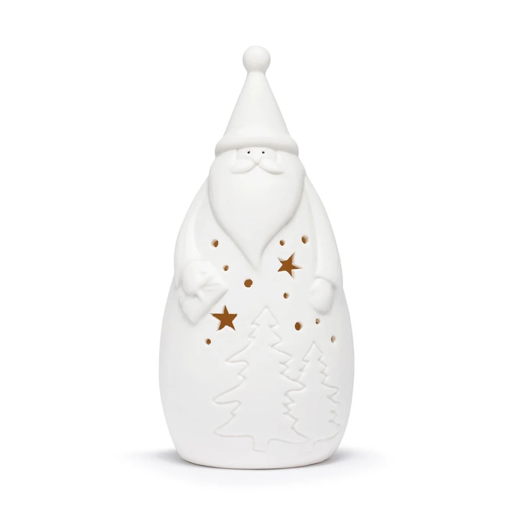Demdaco White LED Ceramic Santa Figurine